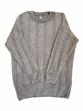 ZENANA Oversized Taupe Chenille Ribbed Sweater